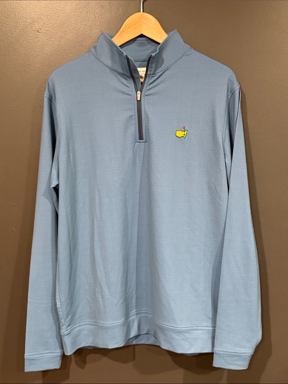 Peter Millar Masters Light Blue Quarter-Zip Pullover with Embroidered Logo